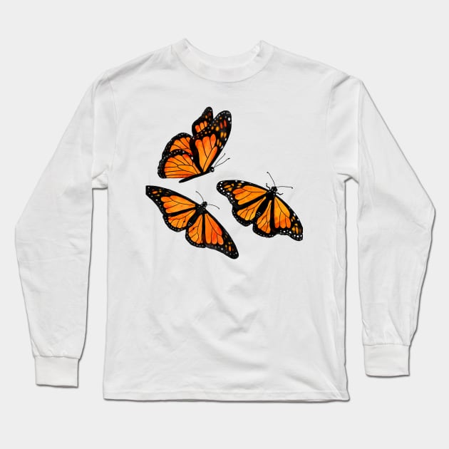 Monarch Butterflies Long Sleeve T-Shirt by Abby Venture